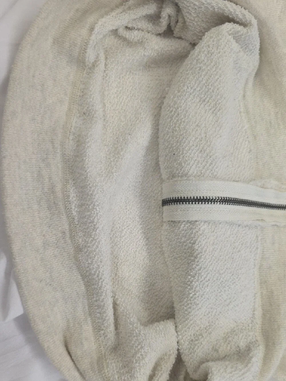 Aerie Ivory Heather Full Zip Hoodie Glitter Drawstrings Logo Size Small